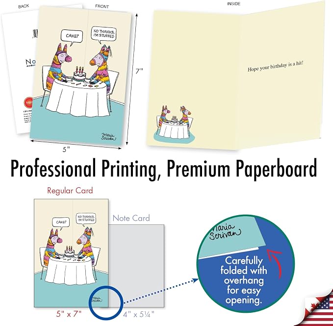 NobleWorks 20 Assorted Box Set Funny Birthday Greeting Cards w/ 5 x 7 Envelopes For Men, Women (20x1 Designs) Bday Ageless Humor AC8713BDG-B1x20