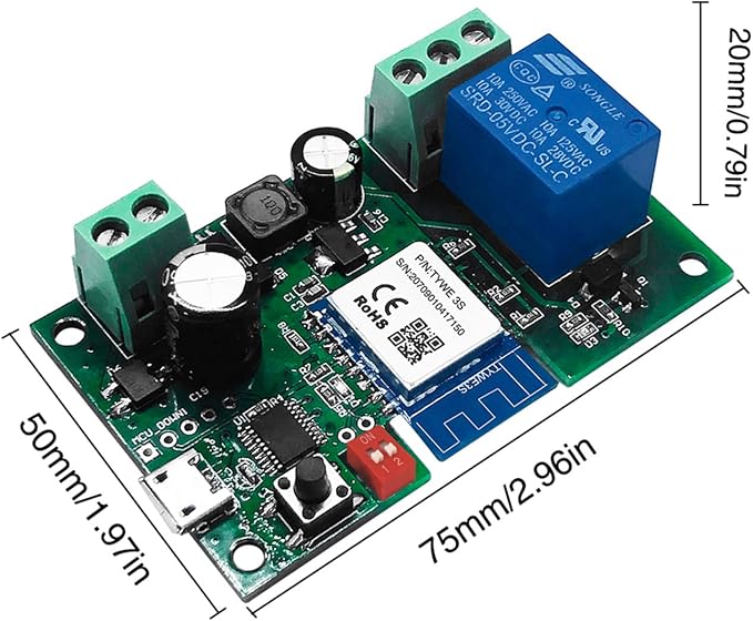 WiFi Wireless Inching Relay Switch Momentary DIY Smart Home Remote Control DC 5-32V AC 90-250V Compatible With Alexa Echo IFTTT (Using TUYA/Smart Life APP)
