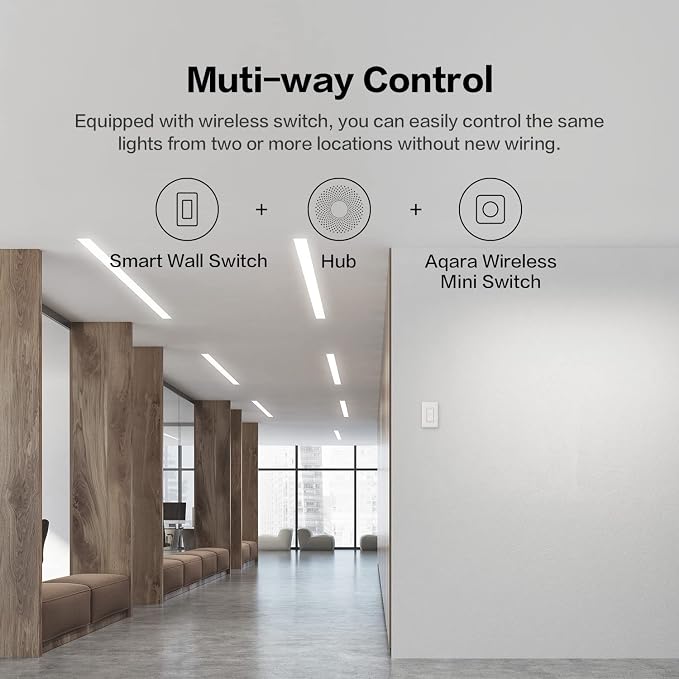 Aqara Zigbee Smart Light Switch (with Neutral, Double Rocker) | Requires Aqara Hub, Remote Control and Set Timer for Home Automation,Compatible with Apple HomeKit, Alexa, Google Home