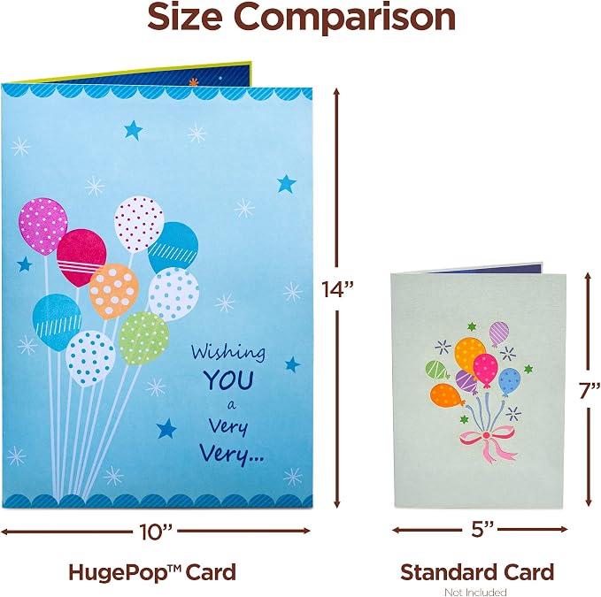 Paper Love Birthday Pop Up Cards 2 Pack - Includes 1 Butterfly Birthday Cake and Happy Birthday Jumbo, For Adults or Kids -5" x 7" and 10" x 14" Cover - Includes Envelope and Note Tag