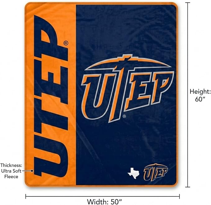 Proformance Home NCAA UTEP Miners Endzone Ultra Soft Tailgate Throw