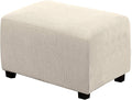 H.VERSAILTEX Ottoman Cover Slipcover Rectangle Fit Length 29'-34' Footrest Sofa Slipcovers Stool Cover Footstool Protector Covers Feature Stretch Thick Jacquard Fabric Removable Washable - Natural