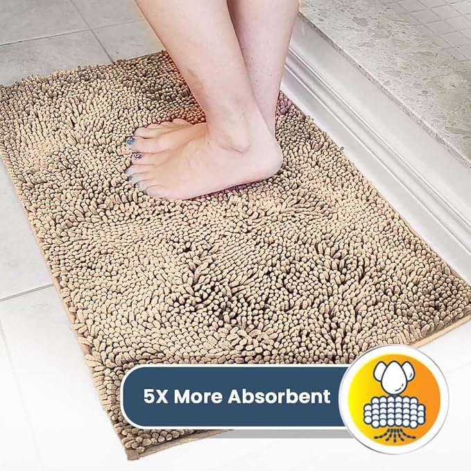 Muddy Mat® | Super Water Absorbent Door Mat Indoor, Microfiber Quick Dry Chenille Entryway Rug, Slip Resistant Front Door Mat, Indoor Mats for Entryway, Machine Washable Pet Rug, Beige 3ft x 3ft