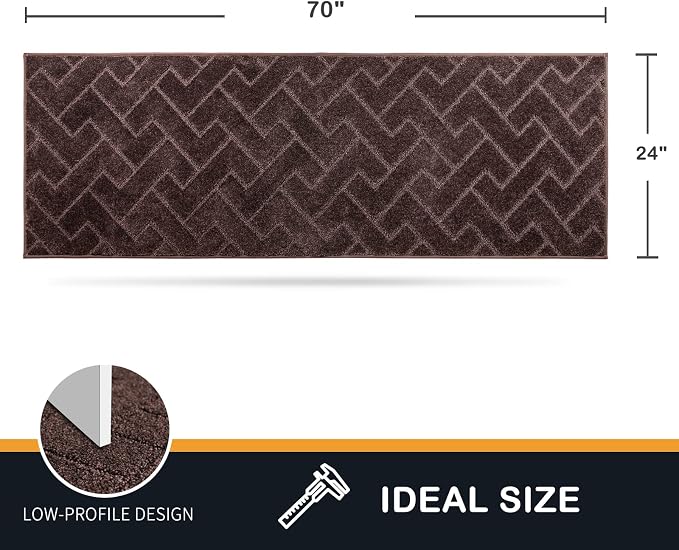 PURRUGS Dirt Trapping Door Mat 24" x 70", Non-Slip Machine Washable Entry Rug, Dog Doormat, Indoor Front Door Mat, Super Absorbent Entryway Rug for Muddy Shoes & Paws, Brown