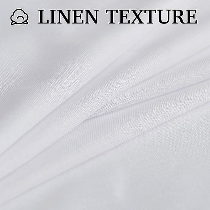 RYB HOME White Linen Curtains 84 inches Long, Semi Sheer Light Filtering Back - Image 4