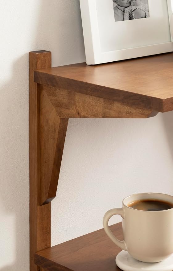 Kate and Laurel Meridien Modern Wood Tiered Floating Wall Shelf, 18 x 12 x 24, Rustic Brown, Contemporary Wooden Floating Shelves for Use as Living Room Decor Accent or Over-the-Toilet Storage Shelf