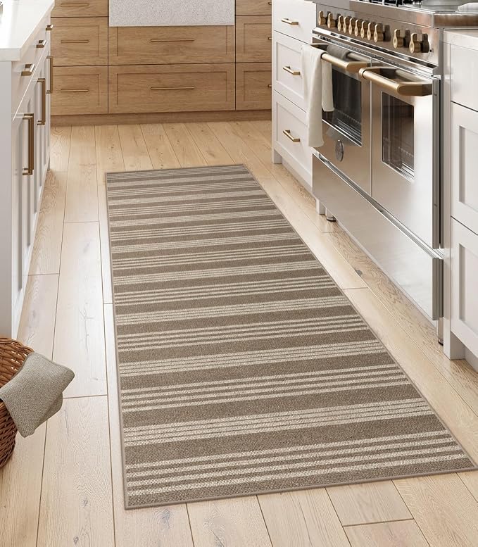Lahome Striped Easy Jute Kitchen Runner Rug, 2x6 Washable Rugs for Entryway | Indoor Outdoor Non Slip Hallway Runners, Modern Farmhouse Neutral Carpet for Entry Laundry Room Front Porch, Khaki
