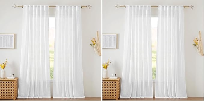 RYB HOME White Curtains Sheer by RYBHOME