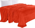 Elegant Comfort Luxury Velvety Feel Blanket, All-Season Lightweight Blanket, Ultra Plush, Soft, Cozy-Fuzzy Flannel Fleece for Couch, Sofa, Bed, Travel, Solid Design, Full/Queen, Orange