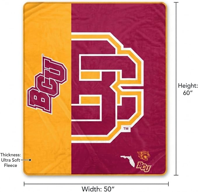 Proformance Home NCAA Bethune Cookman Wildcats Endzone Ultra Soft Tailgate Throw