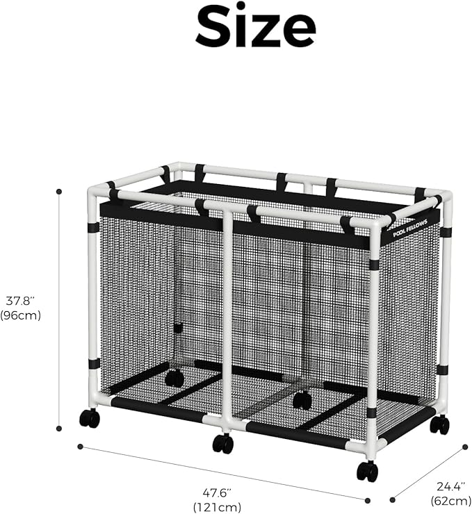 142-Gallon Pool Storage Bin for Swim Gear, Basic Plus Style | UV & Tear-Resistant Textilene, Easy Setup, Pool Toys, Floats & Towels Organizer, Up to 110 lb, 6 Locking Wheels