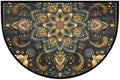 cfpolar Half Round Door Mat Ethnic Mandala Boho Flowe Non-Slip Semi Circle Area Rug Washable Half Moon Hearth Rugs for Indoor Outdoor Bathroom Kitchen Patio Runner Mat Laundry Room Home Decoration