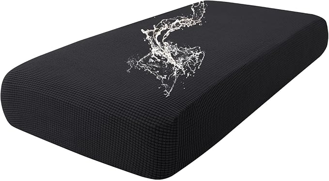 hyha Waterproof Couch Cushion Covers for Pets, Non Slip Sofa Seat Cover for Dogs Washable, Soft Thick Stretch Jacquard Fabric, Sofa Slipcovers with Elastic Bottom (1 Piece for Medium, Black)
