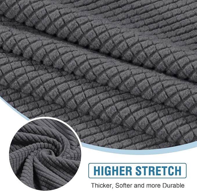 H.VERSAILTEX Backrest Cushion Covers Sectional Couch Back Cushion Covers for Sectional Sofa Set for Both Left/Right Couch (Back Only: 1 Chaise + 2 Sofa, Charcoal Grey)