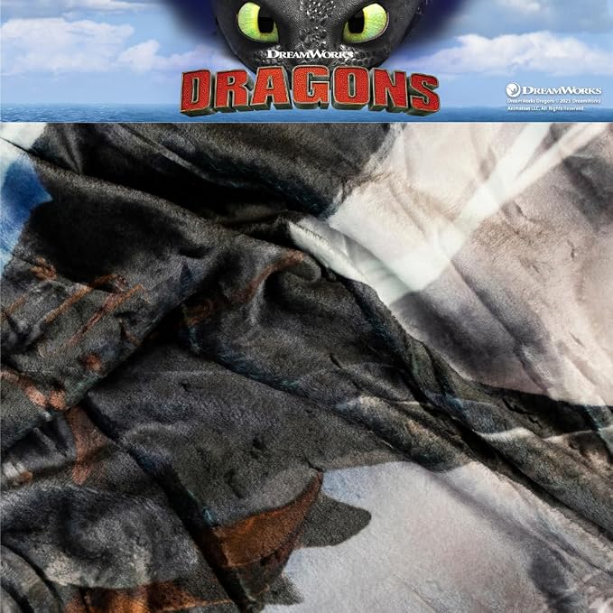 How to Train Your Dragon Toothless Kids Bedding Super Soft Plush Cozy Throw, 46 in x 60 in, (Officially Licensed Product) By Franco