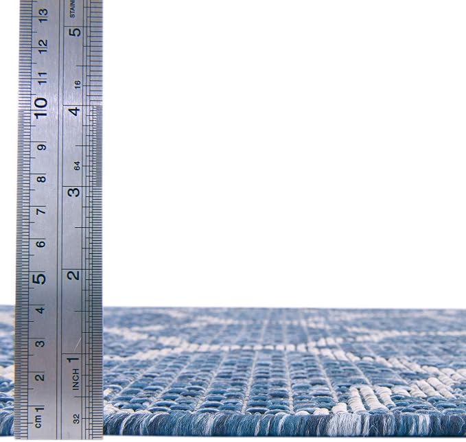Unique Loom Outdoor Trellis Collection Area Rug - Trellis (Round 3' 3" x 3' 3", Navy Blue/ Ivory)