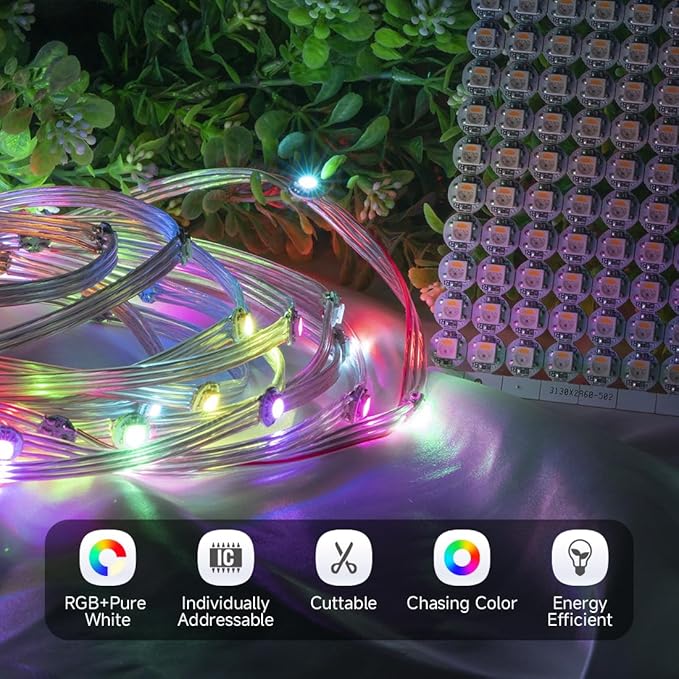 BTF-LIGHTING SK6812(WS2812B) RGBW LED Chips 100PCS RGB+Natual White Individually Addressable 5050SMD Module Pixels Light DC5V White PCB Chasing Dream Color for Christmas(No Adapter or Controller)