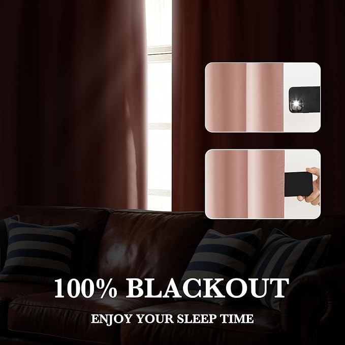 RYB HOME 100% Blackout Basement Curtains 30 inches Long, Heat & UV Blocking Total Room Darkening Noise Reducing Curtains for Bathroom RV Campers, Peach Pink, 2 Panels Set