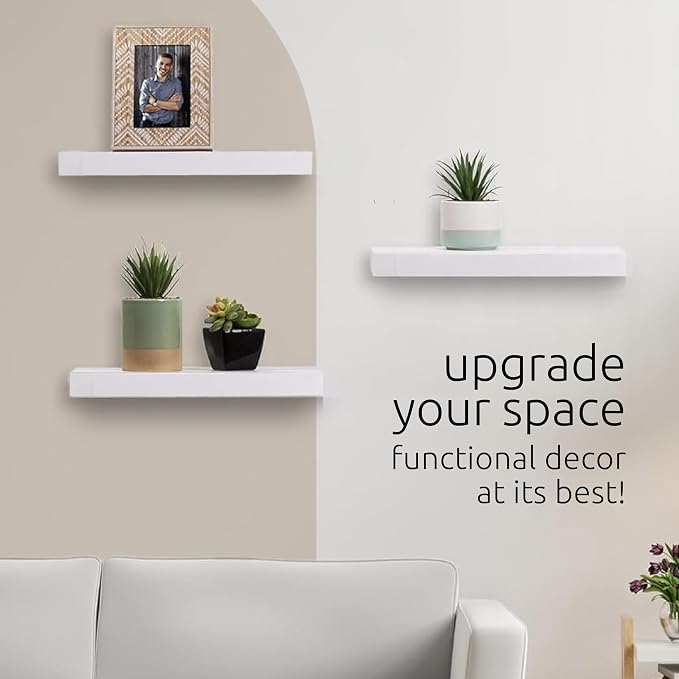 kieragrace Modern Floating-Shelves, 16-Inch, White