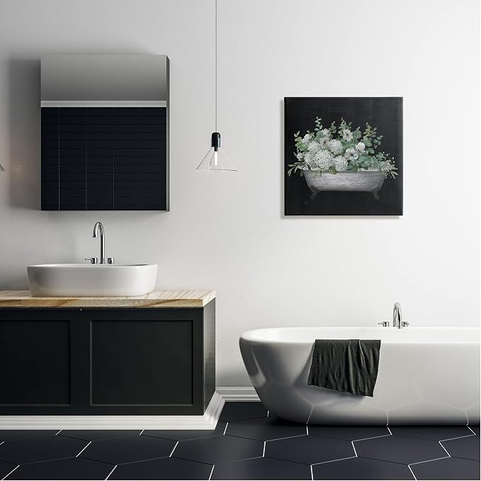 Stupell Industries Vintage Clawed Bathtub Botanical White Flower Bouquet,Design by Nan, 24 x 24, Gallery Wrapped Canvas | Stupell Industries · By Nan · Ready to hang · Bathroom and laundry room accent · Made in USA