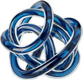 Torre & Tagus Orbit Hand Blown Glass Infinity Knot Sculpture - 3 Inch Glass Art Blue Knot Decor Ball for Home Decor, Small Centerpiece Table Decoration for Home Interior (Indigo Blue)