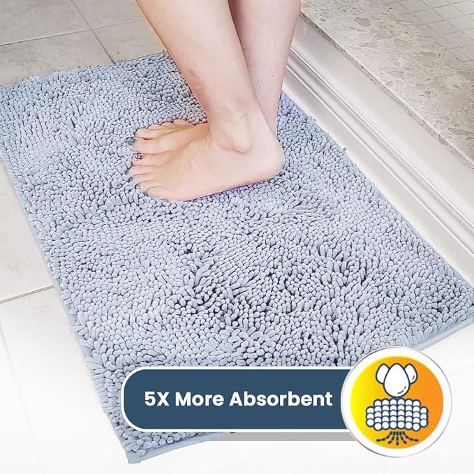 Muddy Mat® | Super Water Absorbent Door Mat Indoor, Microfiber Quick Dry Chenille Entryway Rug, Slip Resistant Front Door Mat, Indoor Mats for Entryway, Machine Washable Pet Rug, Baby Blue 5ft x 7ft