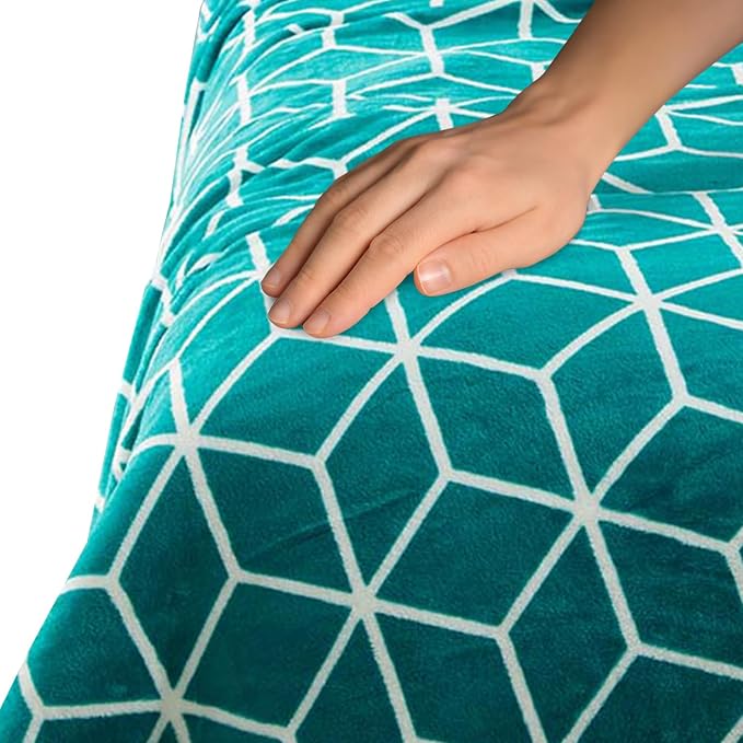 Elegant Comfort Luxury Velvety-Soft Coral Flannel Blanket Micro-Velour Ultra-Softness Fuzzy Plush, Full/Queen, Teal