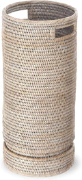 KOUBOO La Jolla Rattan Umbrella Stand, Handmade, White Wash, Umbrella Holder, Sturdy, Waking Sticks, Canes, Entryway, Mudroom, Office, Dip Tray, Home Decor