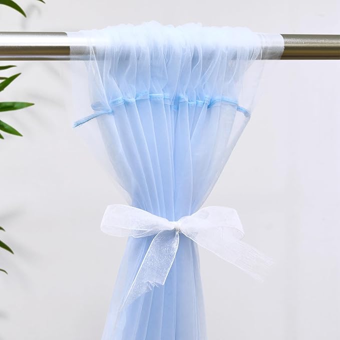 Baby Blue Sheer Backdrop Curtains - Image 8