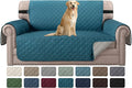 H.VERSAILTEX Sofa Protector for Dogs/Cats/Pets Sofa Covers Slipcover Quilted Couch Coveres Loveseat Covers with Non Slip Elastic Strap Water Resistant Seat Width: 46" (Loveseat, Dark Teal/Beige)