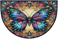 Butterfly Half Round Doormat Semi Circle Rug Half Moon Rug Entryway Mat | Boho Butterfly Washable Non Slip Outdoor Floor Rug Kitchen Mat for Indoor Outdoor Bathroom Fireplace Bath Decor