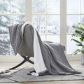 Serta Heated Electric Throw - Reversible Fleece Heating Blanket, Char-Grey | Dual-Layer Heated Throw Blanket With 5 Heat Settings & Auto Shut Off, Machine Washable, ETL Certified