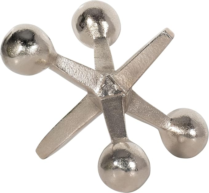 Modern Decorative Sculpture Figurine - Home Accent for Living Room Decor or Bathroom Decor - Elegant Statement Ornament for Shelf or Coffee Table Styling in Office or Any Room - 5" Silver & Metallic