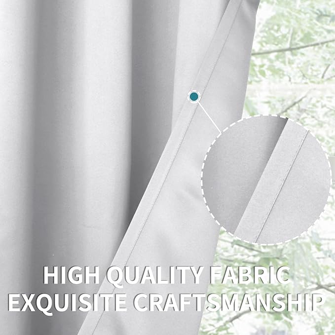 BGment Room Darkening Curtains 45 Inches Long - Grommet Thermal Insulated Drapes Window Treatment Curtains for Bedroom, 2 Panels, 52 x 45 Inch, Greyish White