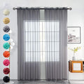 youleyar Solid Sheer Rod Pocket Curtain Voile Draperies 2 Panels White Beige by Youleyar