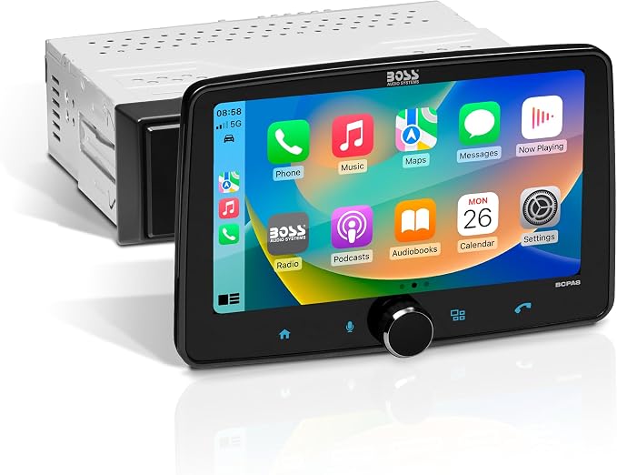 BOSS Audio Systems BCPA8 CarPlay Android Car Stereo, 8 Inch Touchscreen