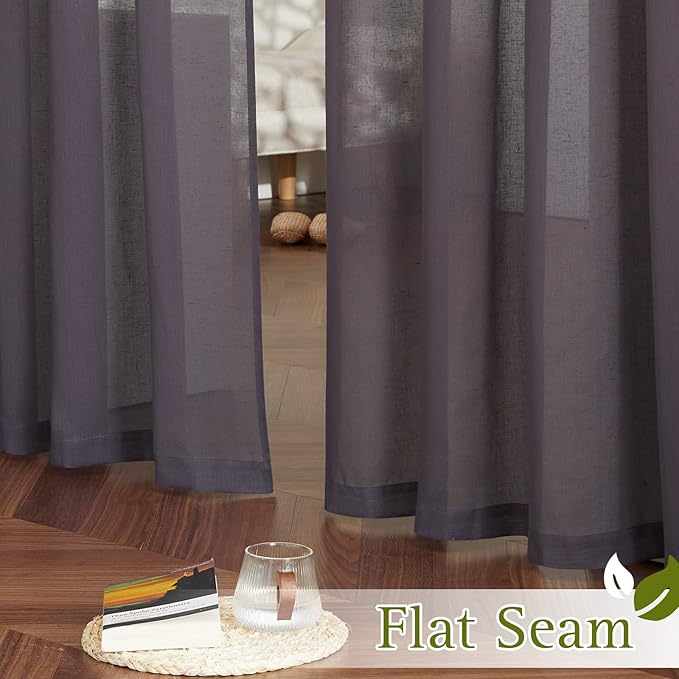 NICETOWN Semi Sheer Brown Purple Curtains - Image 5