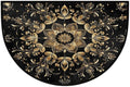 Black Gold Half Round Doormat Semi Circle Rug Half Moon Rug Entryway Mat | Flower Boho Washable Non Slip Outdoor Floor Rug Kitchen Mat for Indoor Outdoor Bathroom Fireplace Bath Decor