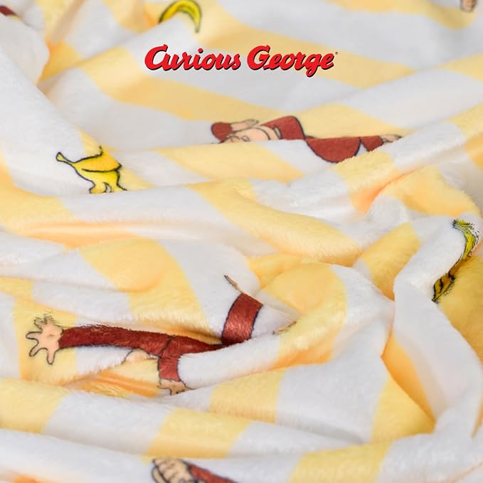 Curious George Monkey Kids Throw Blanket, 46 in x 60 in, Soft Cozy Decorative Blanket for Couch, Bed, or Travel (Officially Licensed Product) by Franco