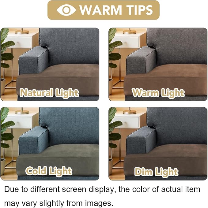 H.VERSAILTEX Stretch Velvet 3 Piece T Cushion Sofa Slipcovers for Living Room Individually Sofa Covers for 3 Cushion Seat Cushion Covers Stay with Elastic Bands (Sofa, Mocha)