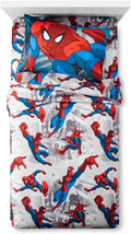 Jay Franco Kids Sheet Set with Fitted, Flat Sheets & Pillow Cover - Ultra-Soft Bedding with Pillowcase for Room Decor, White - Spiderman, 3 Piece Twin