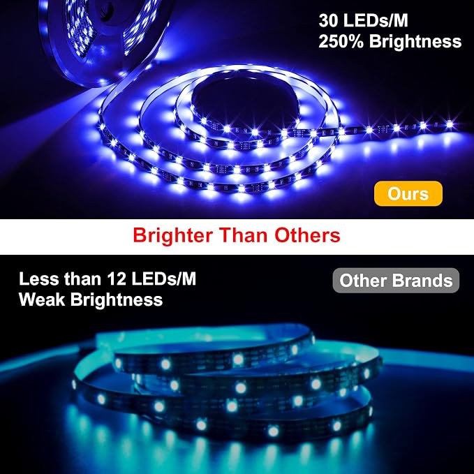 MIHEAL 5050 RGB WiFi Smart LED Strip 32.8Ft 300LED IP65 Waterproof Kit | App & voice control lighting with music mode, DC12V power adapter, works with iOS & Android indoor decor