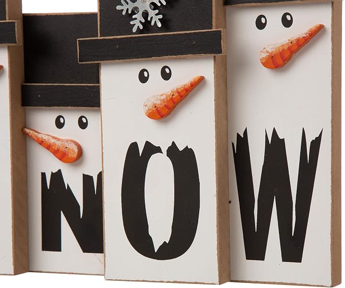 Glitzhome Wooden Christmas Table Holiday Decoration Tabletop Centerpiece, 11.7" L, Snowman Family, JK43757GH