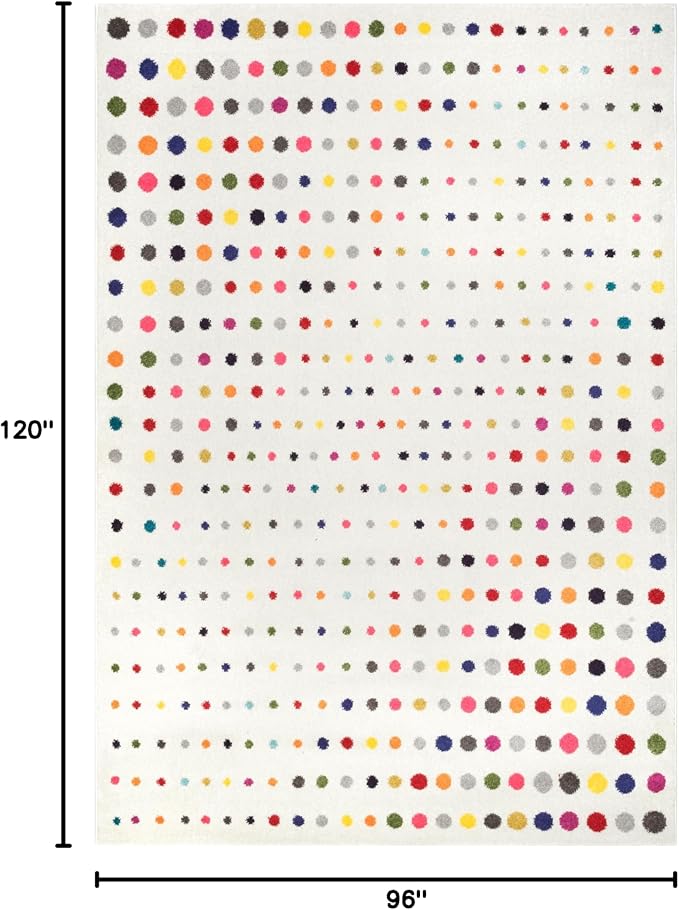 nuLOOM Dorie Multicolor Polka Dot Power Loomed Area Rug, 8' x 10' | Nuloom Dorie Polka Dot 8' x 10' Area Rug for Living Room Bedroom Dining Room, Multicolor