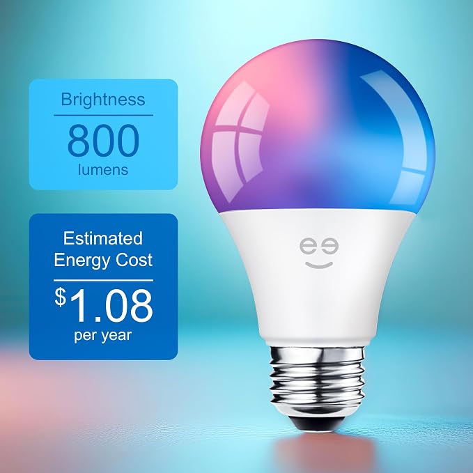 Geeni Prisma Plus Smart Light Bulb, 800 Dimmable Color-Changing LED, Tunable White, Works with Alexa & Google Home, Wi-Fi Control, App-Enabled A19 Smart Bulb, Energy Efficient, 1-Pack