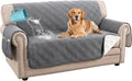 H.VERSAILTEX 100% Waterproof Loveseat Covers for 2 Cushion Couch Modern Sofa Covers Waterproof and Washable Thick Soft Couch Cover for Dogs with Elastic Straps (Loveseat, Grey/Beige)