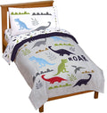 Trend Collector Dinosaur Toddler Comforter Set 4 Piece Bedding, Gray | Bed in a Bag, Comforter Sheets Pillowcase, Official Brand, Soft Microfiber, Machine Washable, Easy Care, Boys Gift