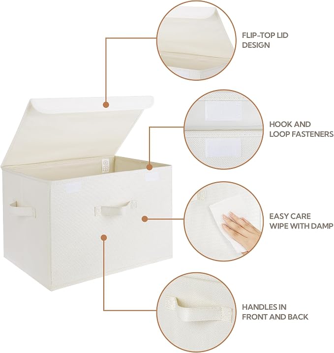 GRANNY SAYS Storage Boxes with Lids, Large Storage Bins with Lids, Decorative Box, Shelves Baskets, Clothes Storage and Organization, 2-Pack