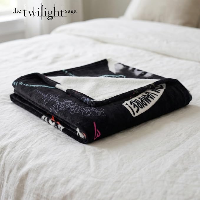 Twilight The Saga Throw Blanket, Super Soft Cozy Plush Bedding, 60" x 46", Team Jacob Team Edward (Officially Licensed Product) by Franco Collectibles