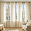 MIULEE Butter Cream Sheer Curtains 96 Inches Long, 4 Panels Set, Rod Pocket Voile Drapes Light Filtering and Semi Transparent, Elegant Window Treatments for Bedroom Living Room,54 x 96 Inches